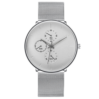 41mm Alloy Quartz Watch 5Atm Fashion Mesh Belt Watch Stainless Steel